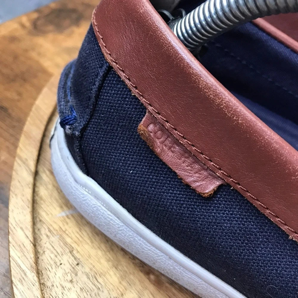Cole Haan Nantucket Loafer II Mens 11M Navy Canvas Slip On Driving Moc Boat Shoe